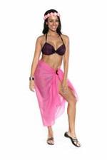 1 World Sarongs Womens Swimsuit Cover-Up Light Weight Cotton Sarong in Pink