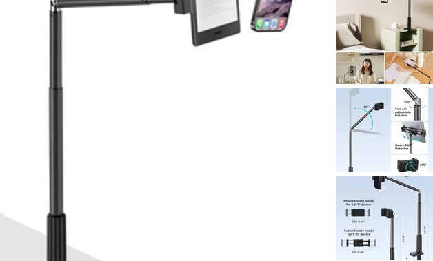 Tablet Holder Stand, Phone/Kindle Holder with Flexible Aluminum Alloy Black-image