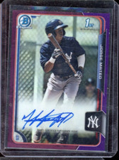 2015 BOWMAN CHROME JORGE MATEO RC PURPLE REFRACTOR 225/250 AUTO BCAP-JM