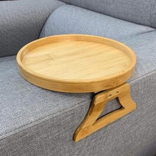 Clip-on Wooden Sofa Tray - Practical Tv Snack & Remote Holder