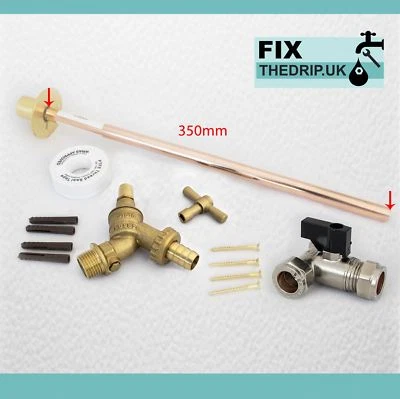 FIXTHEDRIP Outside Tap Kit Vandle Proof DIY Professional finish 355 mm through the wall