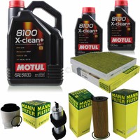 MANN-FILTER Inspektionspaket 7L Motul 5W-30 8100 X-Clean+ FüR Audi A4 Allroad