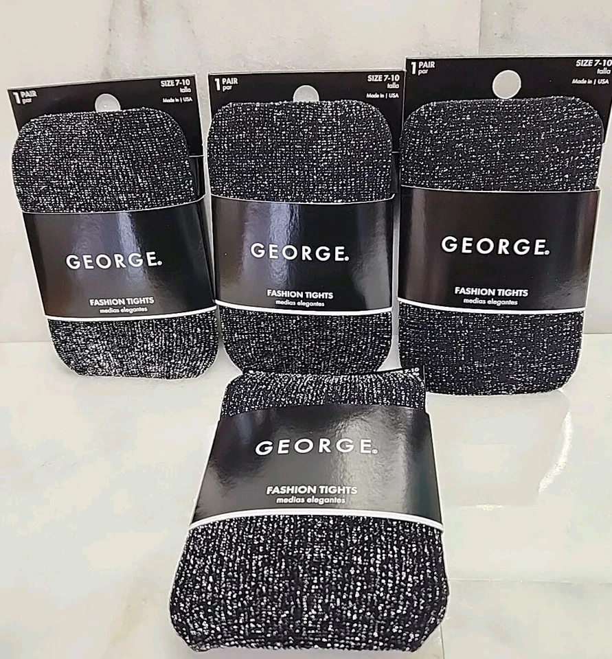 Paquete de 2 mallas negras de moda George para niñas paquete de 2 Foto 2 de 4