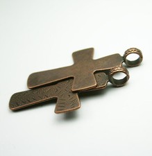 10 Cross Charm Antique Copper Tone 48 x 29 mm Double Sided Pendant US Seller 084