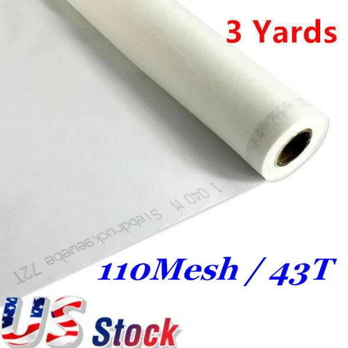 US Stock! 3 Yards Silk Screen Printing Mesh Fabric 110 43T / 110-108" L