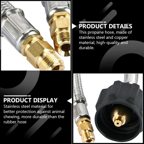 2 Pack 15 inch Stainless RV Propane Hose with Gauge QCC1/ Type 1 Connection - 第 13/38 張圖片