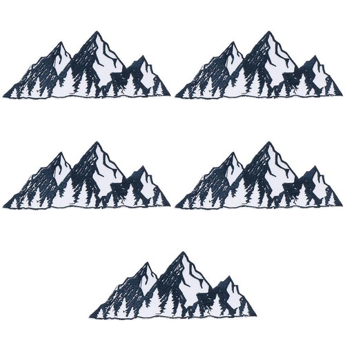 5Pcs Mountain Embroidered Patches - Large Outdoor Style Appliques For Jackets & Backpacks