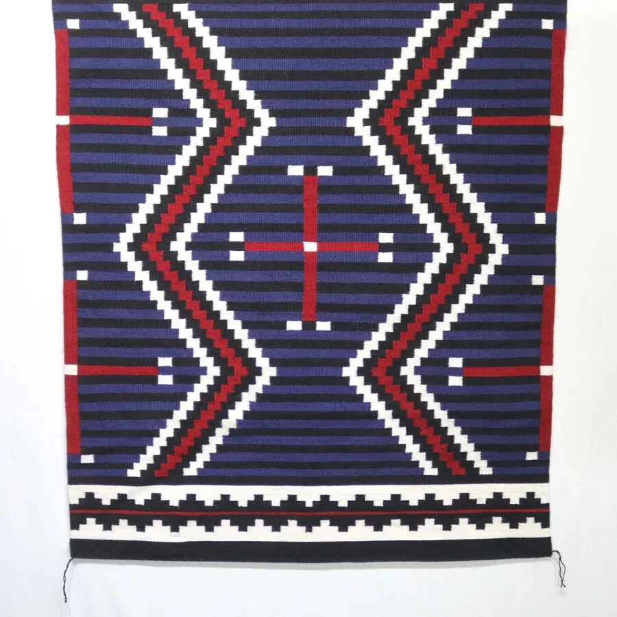 Handwoven Wool Navajo Rug Native American Rug 5x7 Southwest Chief Blanket Rug - Image 4 of 4