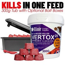 Vertox Rat & Mouse Poison/Killer | One Feed Kills | Optional Bait Boxes/Traps
