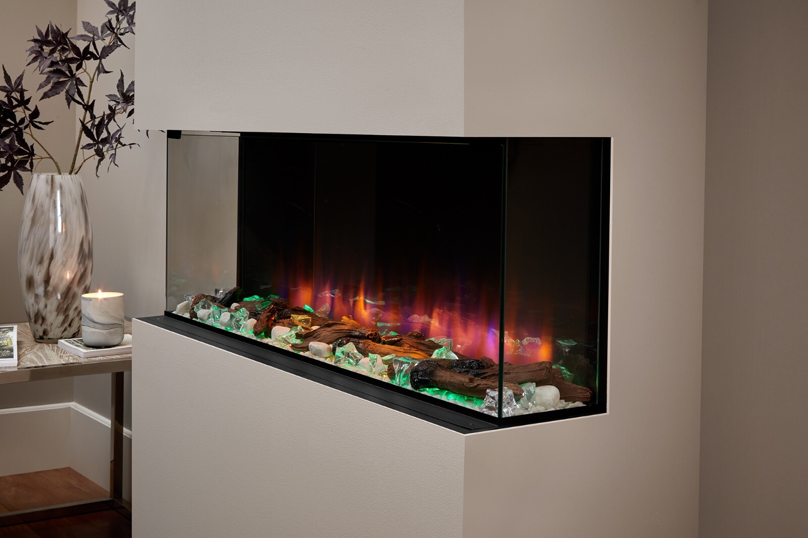 Endeavour Fires Rosedale 3D Media Wall Electric Fire with 13 LED Flame