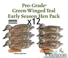 GHG - PRO-GRADE GREEN-WINGED TEAL/DUCK DECOYS - 12x Hen Pack