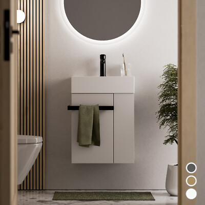Badmöbel Set Gäste WC Waschbeckenunterschrank 45 cm Waschbecken Unterschrank