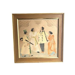 Antique African American Needlework Textile Cloth Picture