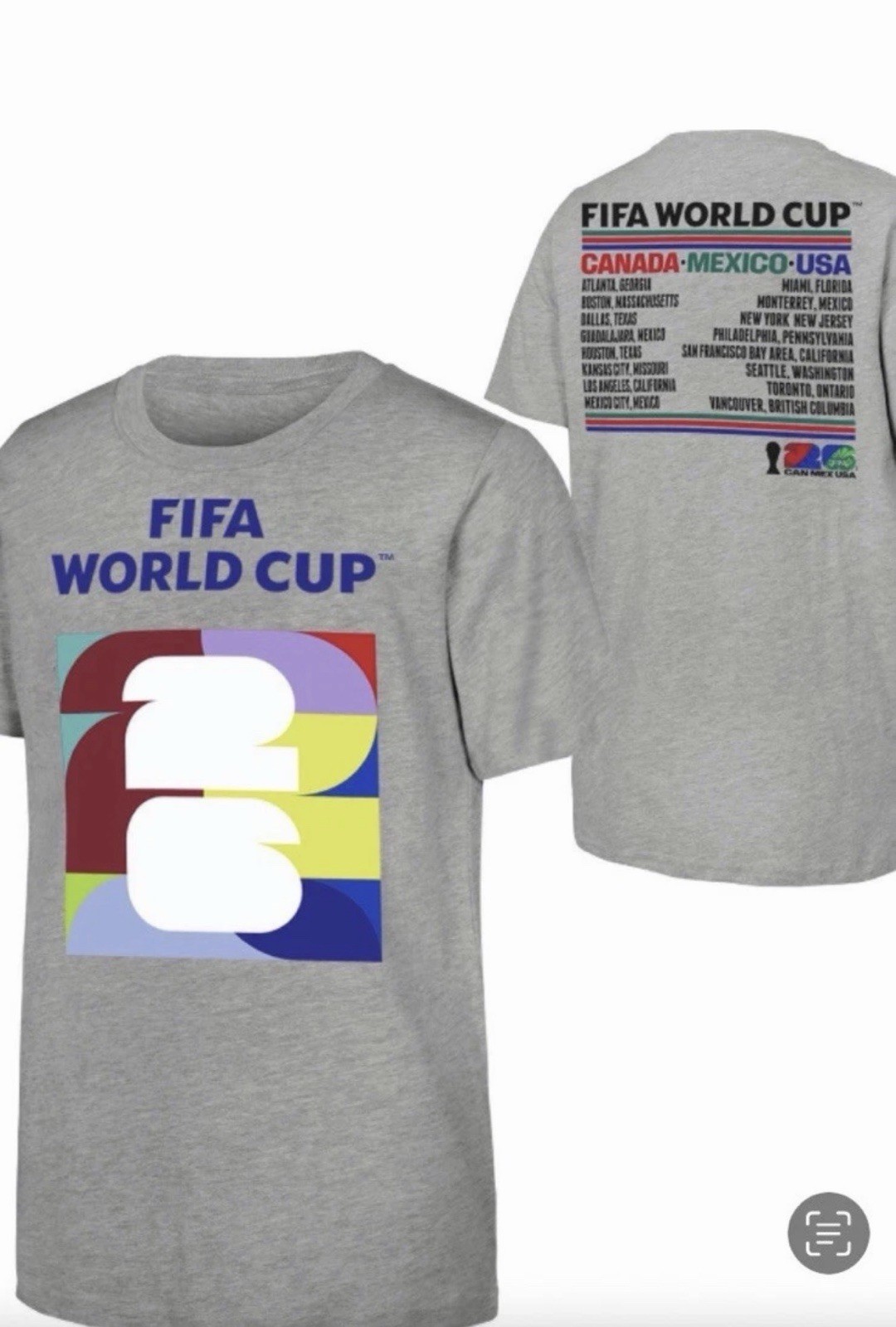 FIFA FIFA World Cup Soccer Gray Graphic Shirt Canada-Mexico-USA size   Small