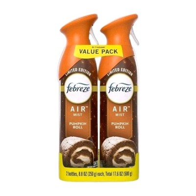 Febreze Air Mist Odor-Fighting Air Freshener Room Spray Pumpkin Roll 8.8oz, 2 Ct