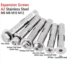 M6 M8 M10 M12 Anchor Bolts Expansion Loose Bolt Wall Fixing A2 Stainless Steel