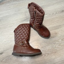 Carters Claress Toddler Girls Brown Quilted Riding Boots Size 7 Side Zip Buckle