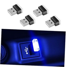 4PCS USB LED Car Interior Atmosphere Lamp, Plug-in USB Interface Decor Blue