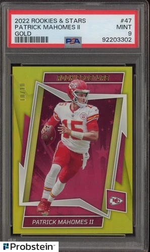 2022 Rookies & Stars Gold #47 Patrick Mahomes II Chiefs 10/10 PSA 9 MINT