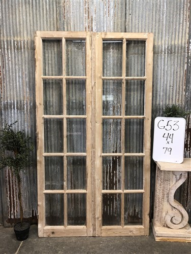 Antique French Double Doors (44x79) 10 Pane Glass, European Reclaimed G53