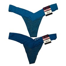 No Boundaries NOBO Women's Seamless Thong - Blue Sparkle - L - 2 Pack NWT