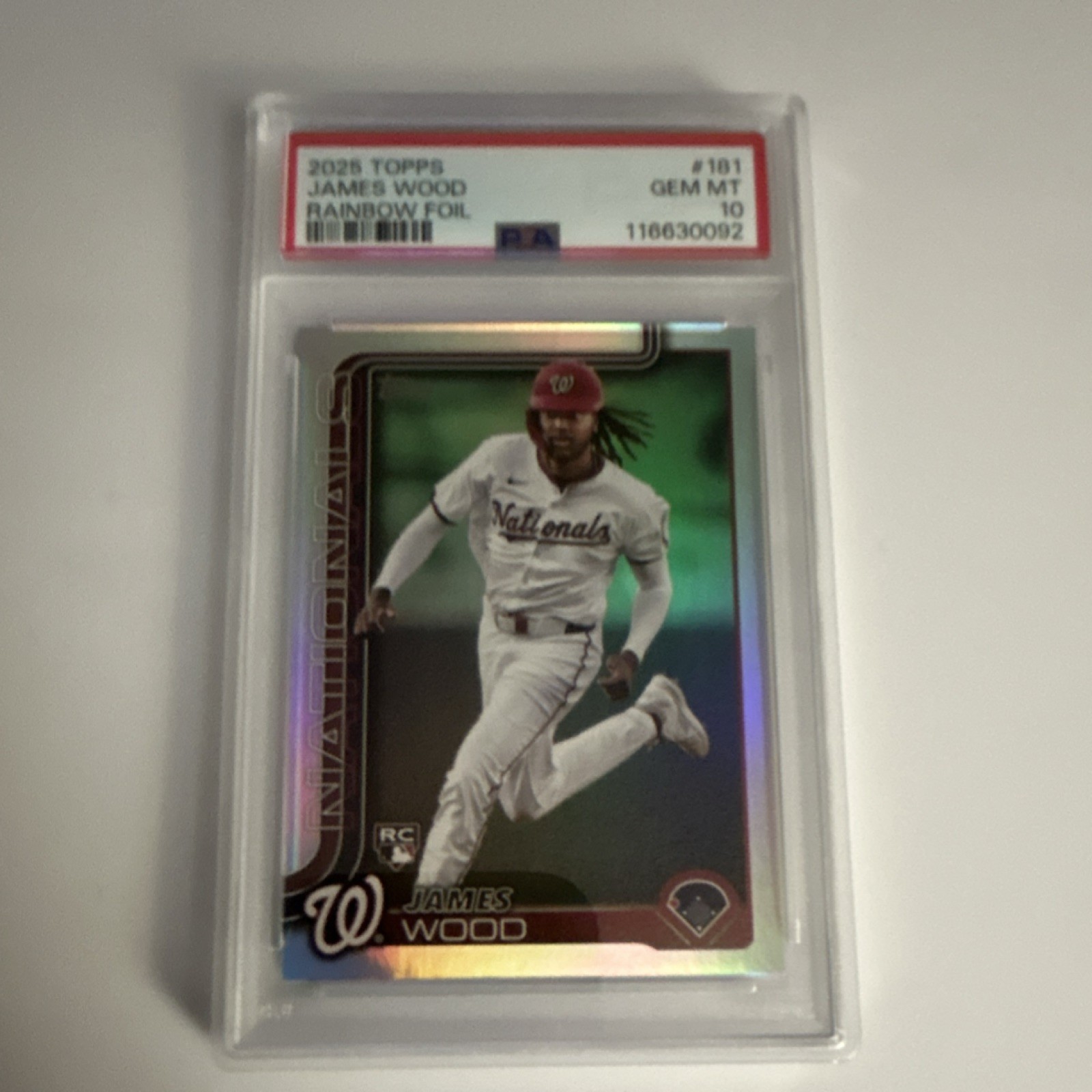 2025 Topps James Wood #181 Rainbow Foilboard PSA 10 Rookie