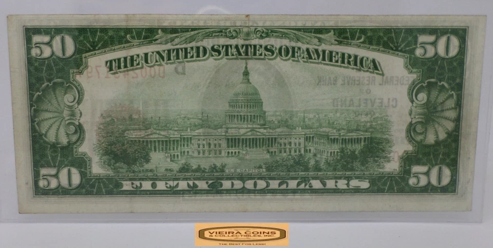 1929 Cleveland Ohio Federal Reserve Note $50 - #P51943NQ - Image 2 of 2