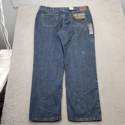 Lee Jeans Mens 40x30 Blue Denim Medium Wash Relaxed Fit Straight