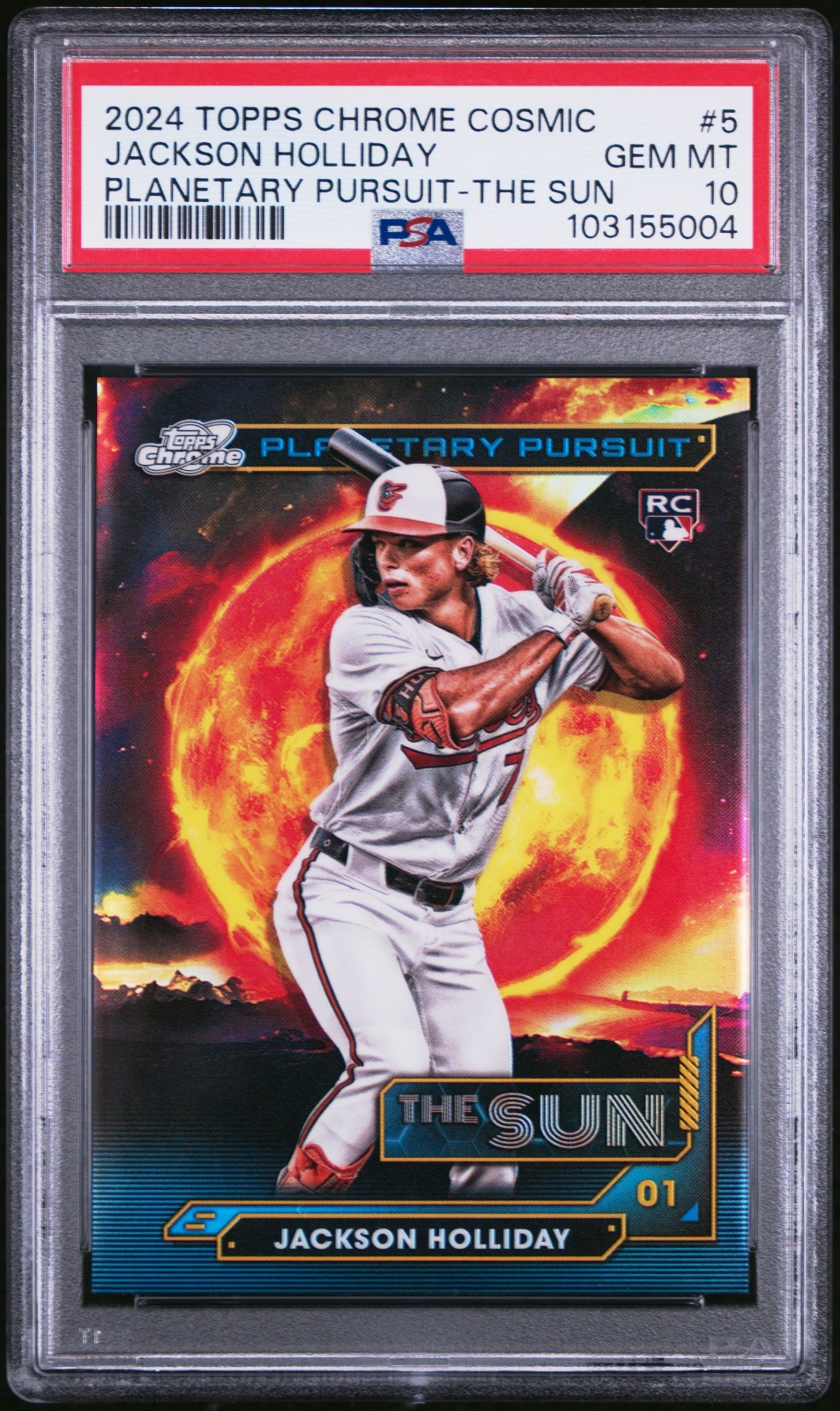 2024 TOPPS CHROME COSMIC PLANETARY PURSUIT THE SUN #5 JACKSON HOLLIDAY PSA 10 RC