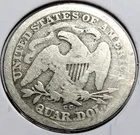 1876 CC Seated Liberty Quarter Good damaged