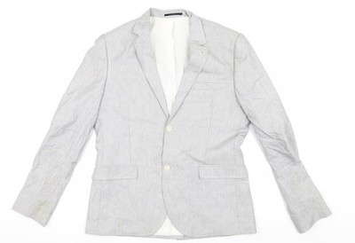 Topman Herren Blazer grau Baumwolle, Größe 40, Regular Fit