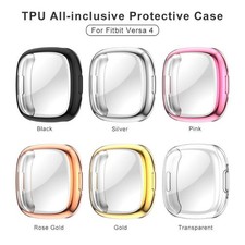 Electroplated Soft Fr Fitbit Versa4 3 Full TPU Cover Protector Case Glossy Clear