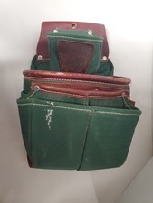 Occidental Leather 8583-Tool Bag - Green Canvas & Leather 3-Pouch Nail Bags