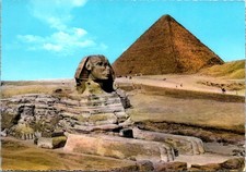 Postcard Cairo Egypt The Great Sphinx Of Giza And Kheops Pyramid