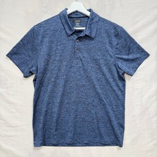 Alfani Polo Shirt Mens Medium Blue Stretch Space Dye Short Sleeve Performance