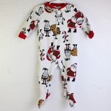 Carter's Christmas Footed Pajama One Piece Santa Milk  Cookies Size 12M