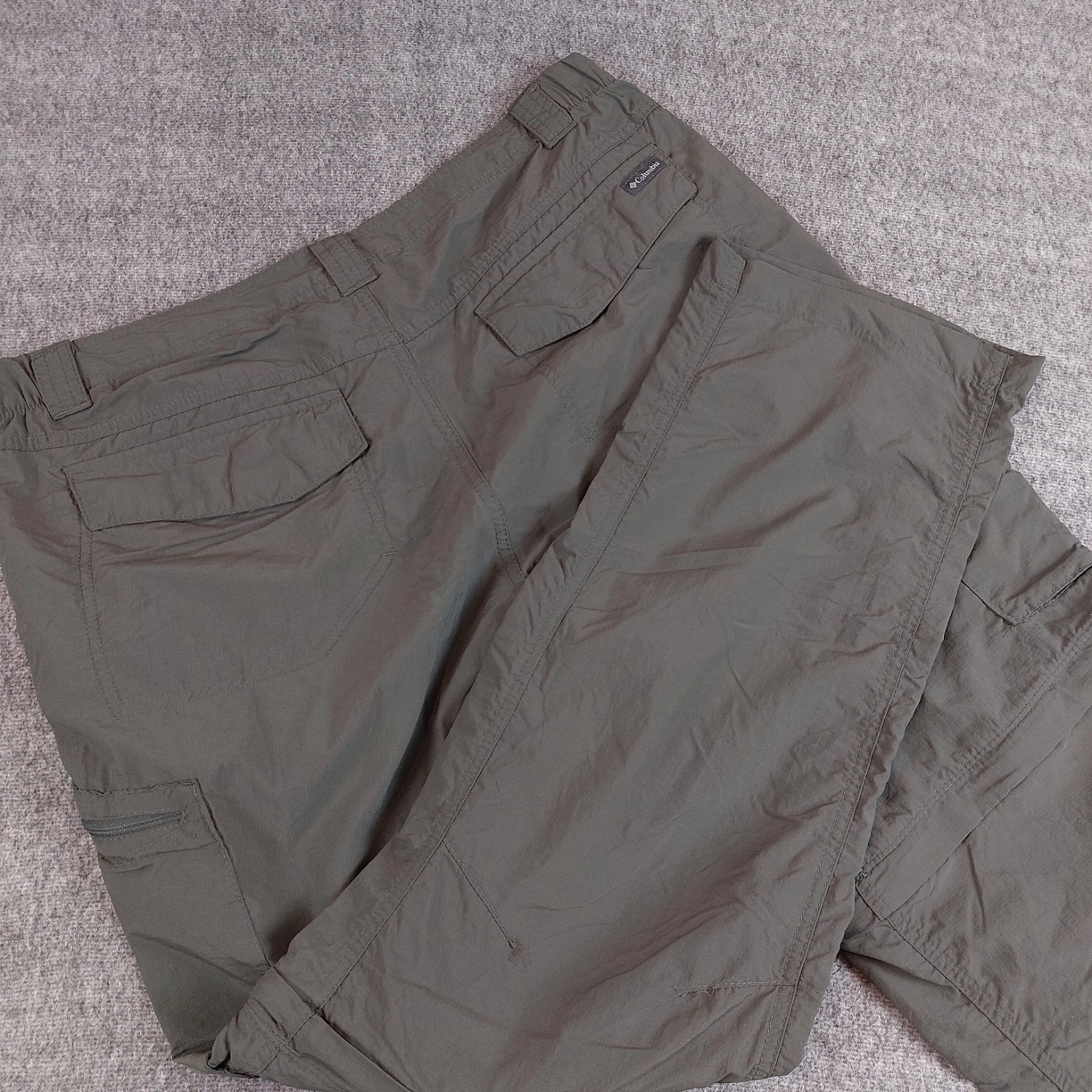 Columbia Omni-Shade Convertible Cargo Ripstop Pants Men's 38x32 (Fit 37x30) Gray