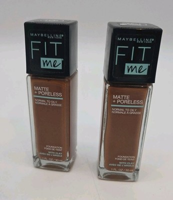 Maybelline Fit Me 360 Mocha Matte  Poreless Liquid Foundation Makeup 1 fl oz 2pk