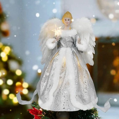 Figurine D'ange de Noël pour Cime de Sapin, Décoration de Sapin Créative - Photo 1/4