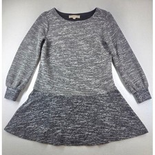 LOFT Petites Grey Marled Knit Drop Waist Dress Long Sleeve SP