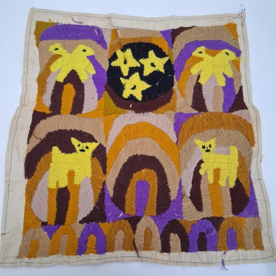 VTG Handmade Embroidery PAYA Guatemala Mayan Folk Art  Pillow Cover NO BACKING - Image 2 of 4