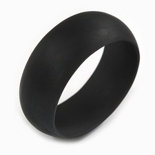Black Matte Finish Chunky Off Round Acrylic Bangle Bracelet - Size M