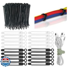 120 Pcs Cable Organizer Set, 20pcs Silicone Cable Ties Reusable a