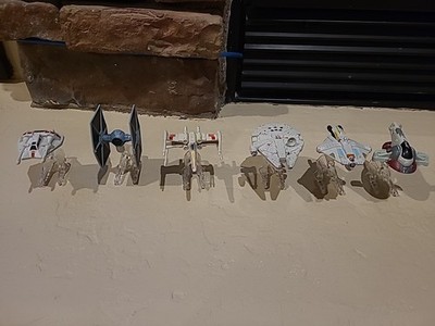 Lot Of 6 Star Wars Hot Wheels Space Ships Millennium Falcon X-Wing Tie Fighter +