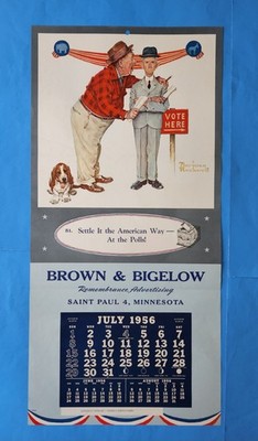 NORMAN ROCKWELL 1956 Election Hanger Calendar Brown & Bigelow (16x33)