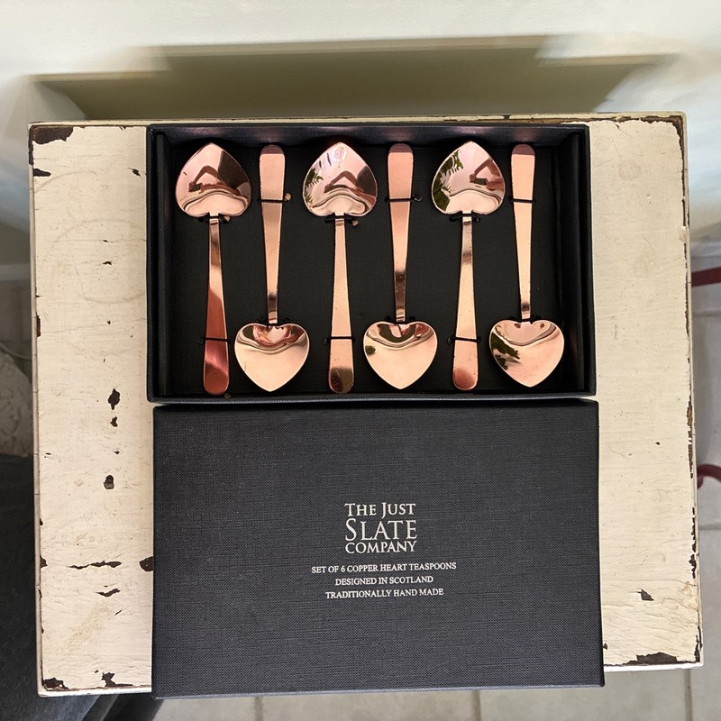 The Just Slate Company Set Of 6 Copper Heart Teaspoons Spoon Sundance Catalog #1