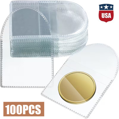 100Pcs Single Pocket Coin Sleeves Collectors Individual Clear Plastic Sleeves US