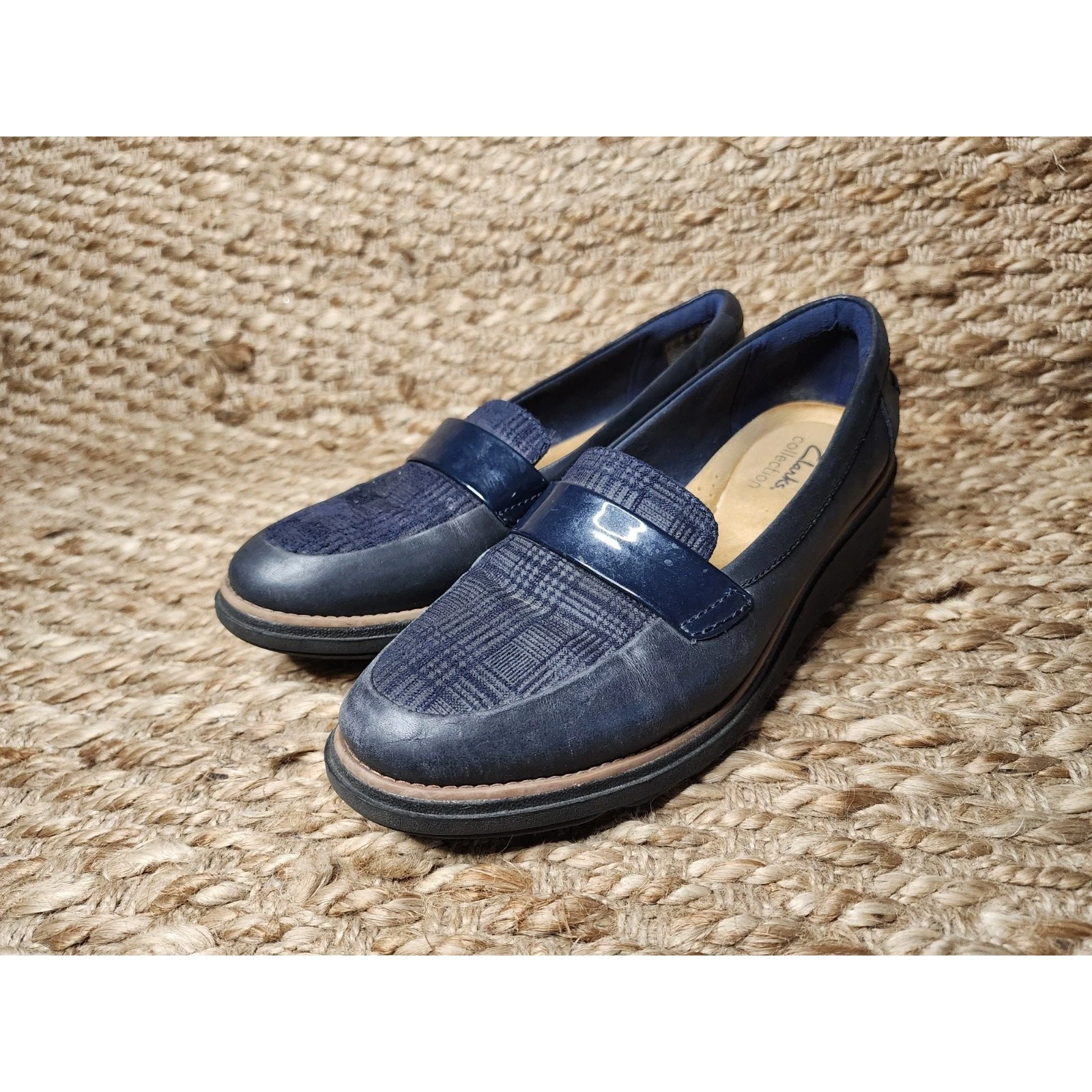 Mocassini Clarks Griffin Sail donna 8 M blu pelle morbida slip on comodi ballerine