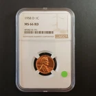 1958-D LINCOLN WHEAT CENT (1C) NGC MS66RD