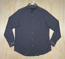 Bugatchi Men's Large OoohCotton Tech 8-Way Stretch Button Up Shirt Navy Floral